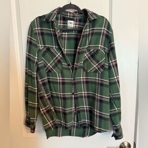 Zara Forest Green Plaid Shirt